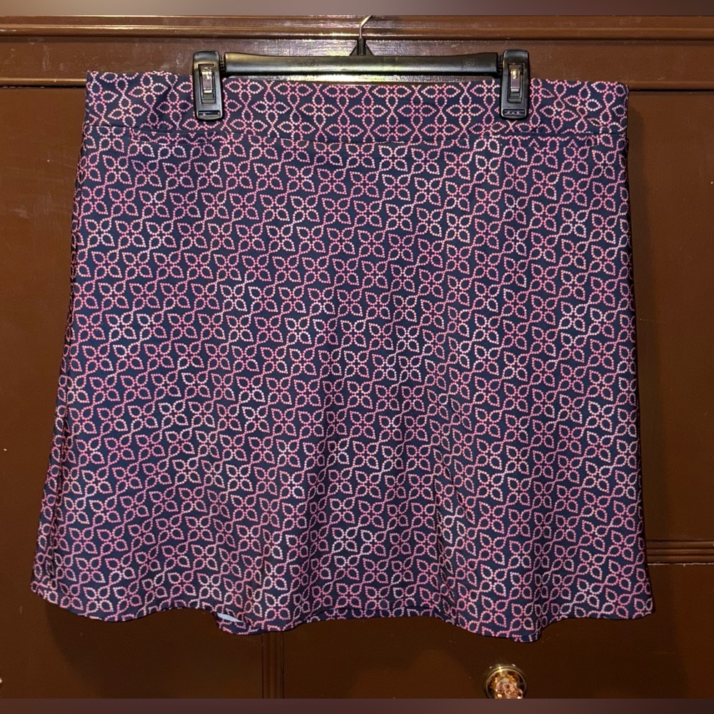 Croft & Barrow Skort | Pink Geometric Skirt w/ Navy Shorts | Knee Length